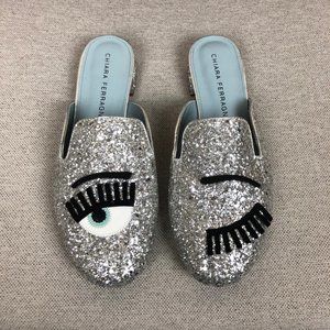Chiara Ferragni Italy Wink Mules Silver 7